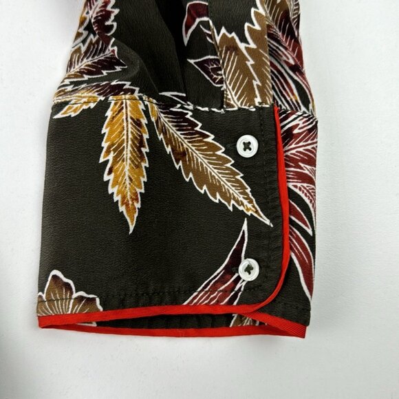 Sandro Paris Brown Floral Pink Collared Silk Blouse - Picture 11 of 14